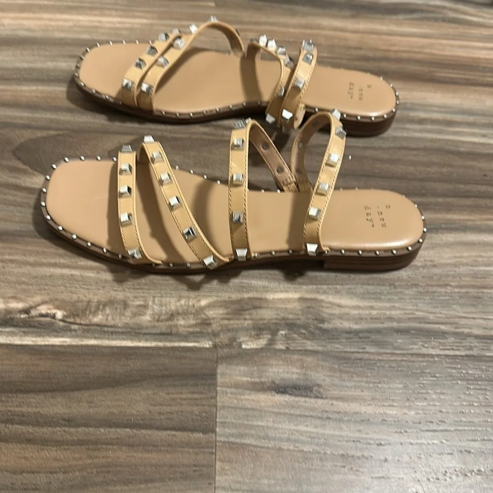 A New Day nude and silver studded sandals in size 9.5